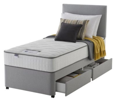 Silentnight Middleton Light Grey Memory 2 Drw Divan - Single